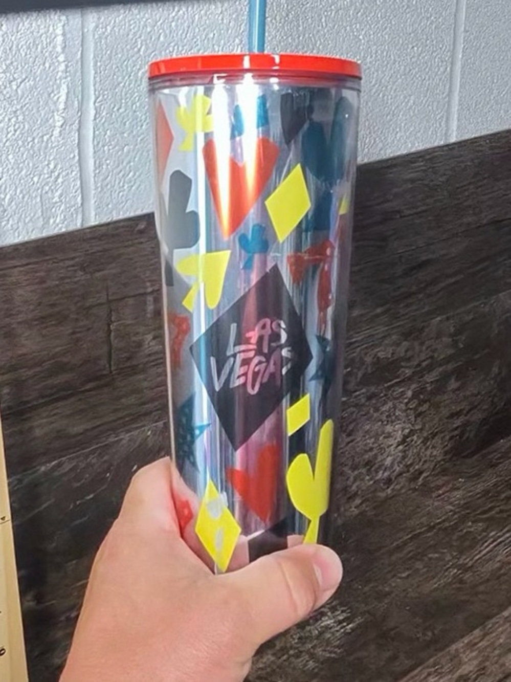 Starbucks Las Vegas Neon Multi-Color Tumbler with Red Lid